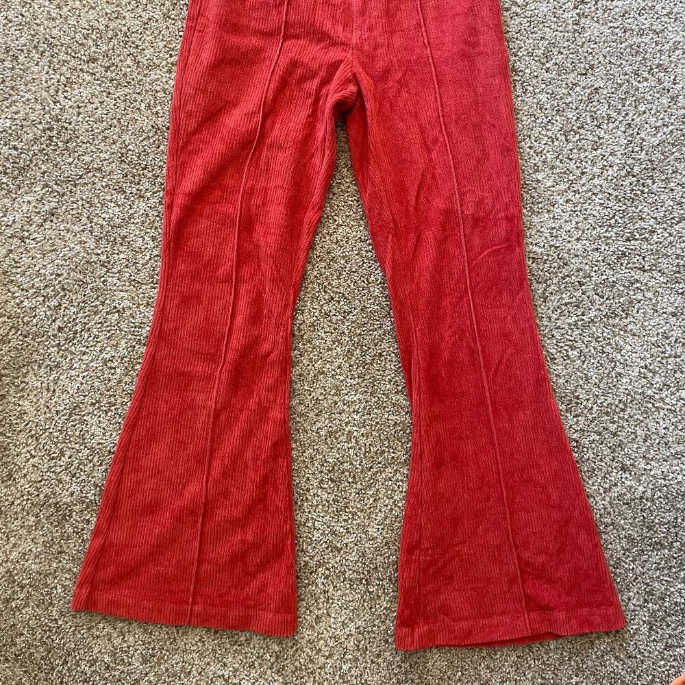 Aerie red corduroy flare leg pants